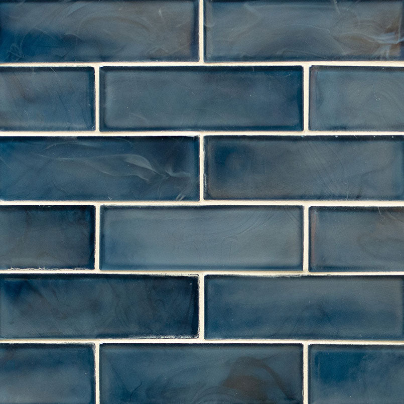 MS International Decorative Mosaic 12" x 12" Subway 2" x 6" Blue Shimmer 