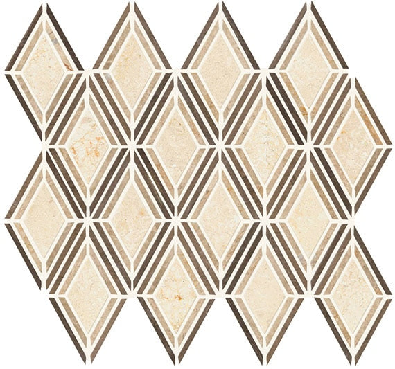 Daltile Decorative Accents 12" X 13" Argyle Mosaic 3" X 4" Argyle Blend Beige