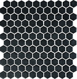 Daltile Uptown Glass 11" X 12" Hexagon Mosaic 1" Matte Matte Ebony