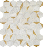 Daltile Lavaliere 15" X 14" Illusiary Mosaic Honed Alluring White/Brass