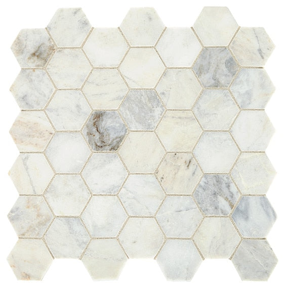 Daltile Marble 2" Hexagon Honed Daphne White