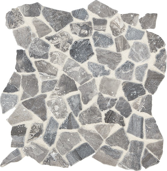 Marazzi Presario 12" X 12" River Pebble Tumbled Mix Meta Silver