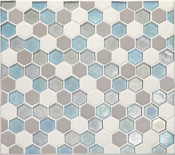 Daltile Coastal Keystones 12" X 12" Hexagon Mosaic 1" Mediterranean Mist