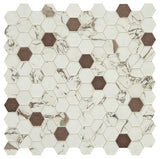 Daltile Uptown Glass 11" X 12" Hexagon Mosaic 1" Mixed Posh Bronze