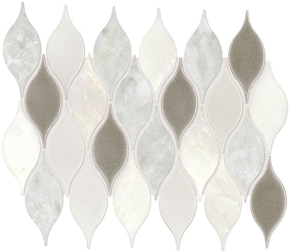 Daltile Decorative Accents 11" X 13" Leaf Mosaic 2" X 3" Lumia Leaf White D