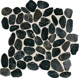 Daltile Decorative Accents 12" X 12" River Pebble Mosaic Saw Cut Black River