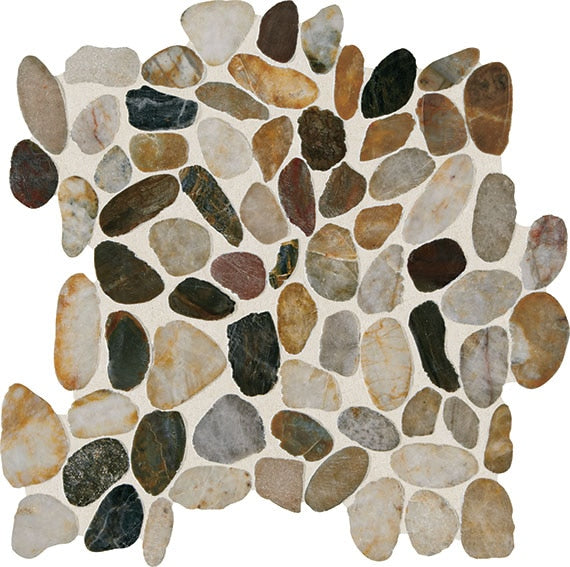 Daltile Decorative Accents 12" X 12" River Pebble Mosaic Saw Cut Earthy Blend