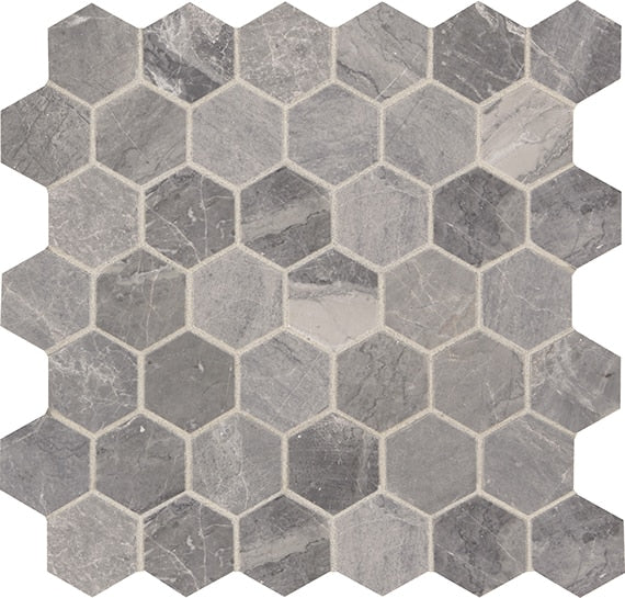 Marazzi Presario 12" X 12" 2" Hexagon Honed Meta Silver