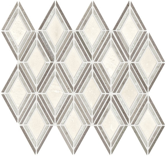 Daltile Decorative Accents 12" X 13" Argyle Mosaic 3" X 4" Argyle Blend Gray