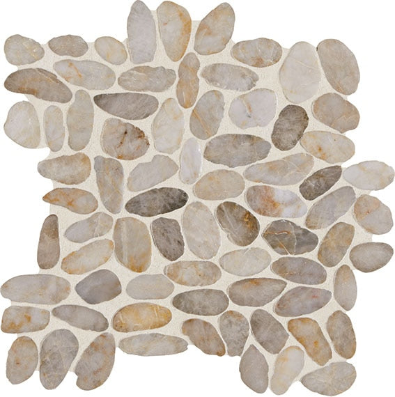 Daltile Decorative Accents 12" X 12" River Pebble Mosaic Saw Cut Creamy Sand