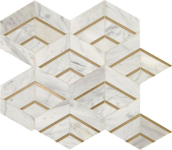 Daltile Lavaliere 12" X 14" Intermix Mosaic Honed Alluring White/Brass