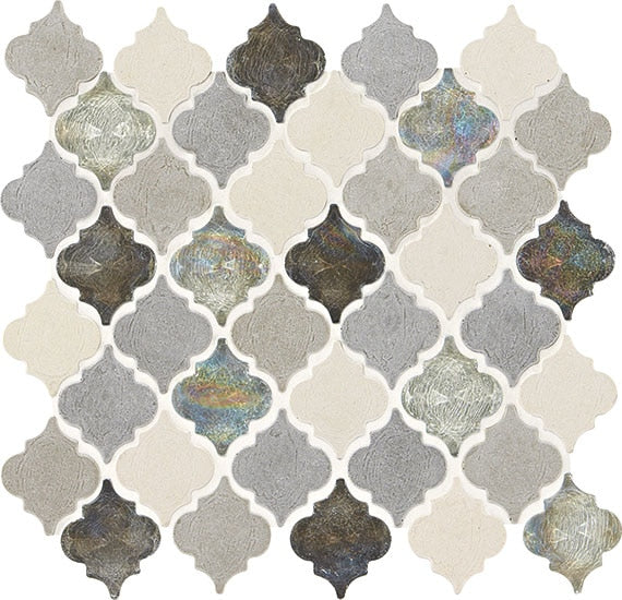 Daltile Decorative Accents 12" X 14" Baroque Mosaic 2" X 2" Gris Et Blanc