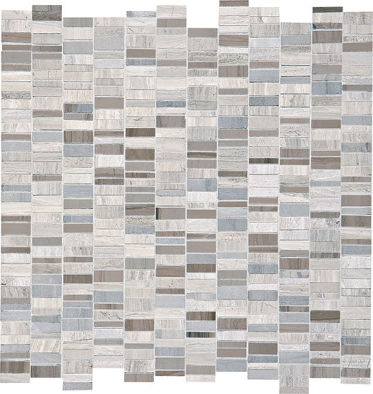 Daltile Decorative Accents 12" X 12" Random Linear Mosaic 1" Chenille White/Silver Screen