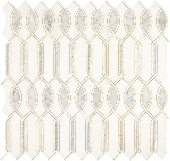 Daltile Lavaliere 11" X 11" Imaginare Mosaic Polished Carrara/Thassos/Mother Pearl