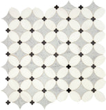 Daltile Lavaliere 14" X 14" Petal Mosaic Polished Carrara/Thassos/Blk Ant Mirror