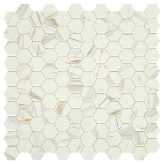 Daltile Uptown Glass 11" X 12" Hexagon Mosaic 1" Matte Posh Resort