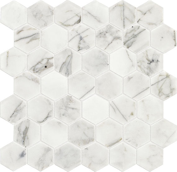 Daltile Marble 2" Hexagon Honed Venetian Calacatta