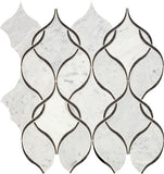 Daltile Lavaliere 12" X 13" Arabesque Mosaic Polished Carrara White/Black Ant Mirror