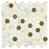 Daltile Uptown Glass 11" X 12" Hexagon Mosaic 1" Mixed Posh Chiffon