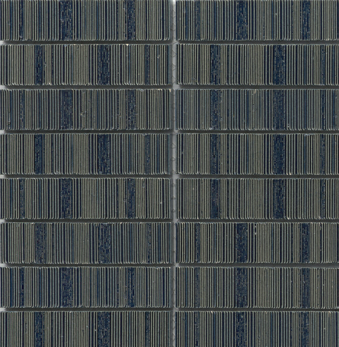 Emser Newtro 12"x12" Stacked Mosaic "1x6" Polished Navy