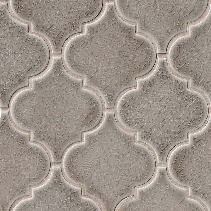 MS International Highland Park 12" x 12" Glossy Dove Gray Arabesque