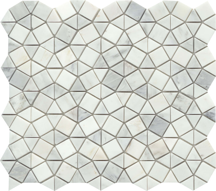 Emser Winter Frost 12"x12" Geometric Mosaic 0.8"x0.8" Winter frost