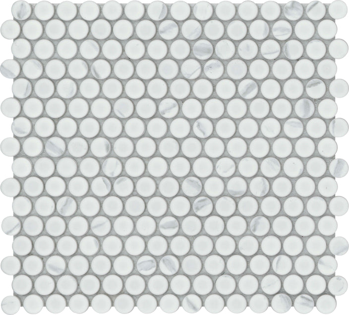 Emser Elegan 11"x12" Penny Round Mosaic Matte Calacata