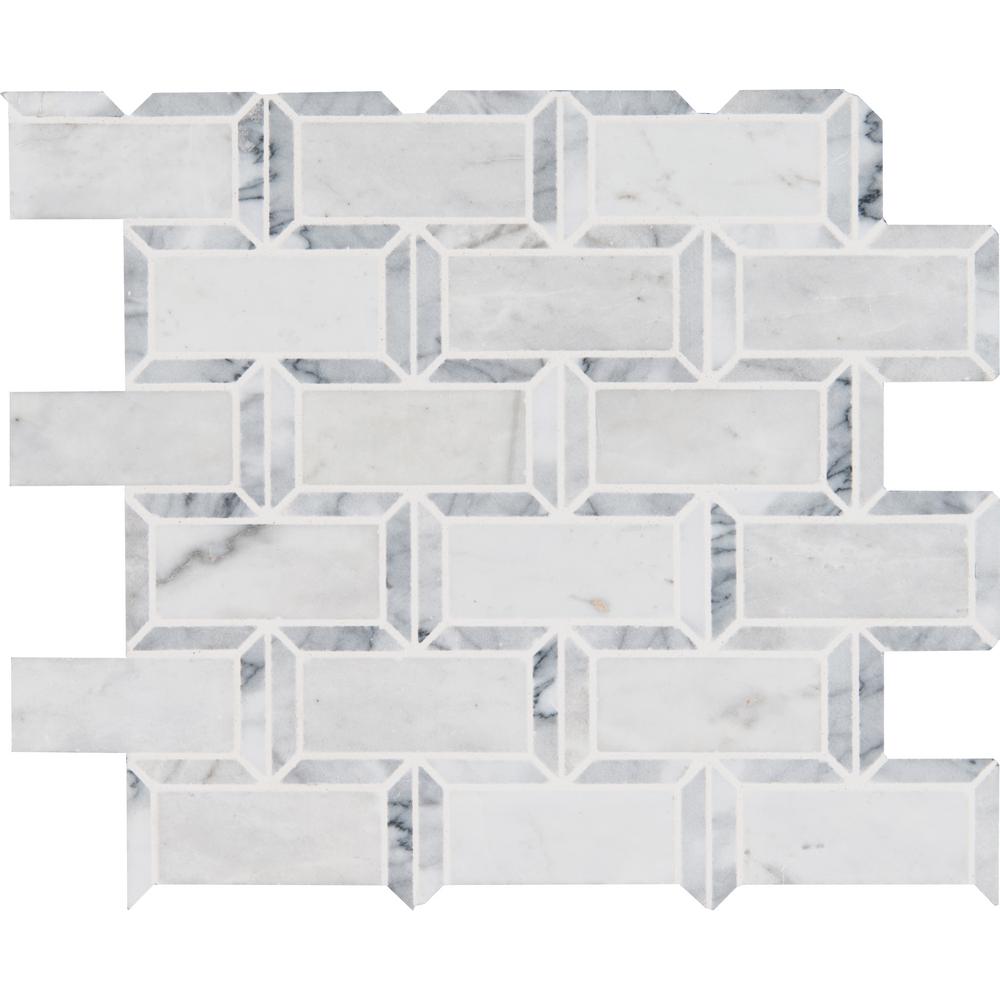 MS International Natural Stone Marble 12" x 12" Mosaic Arabescato Carrara Framework 