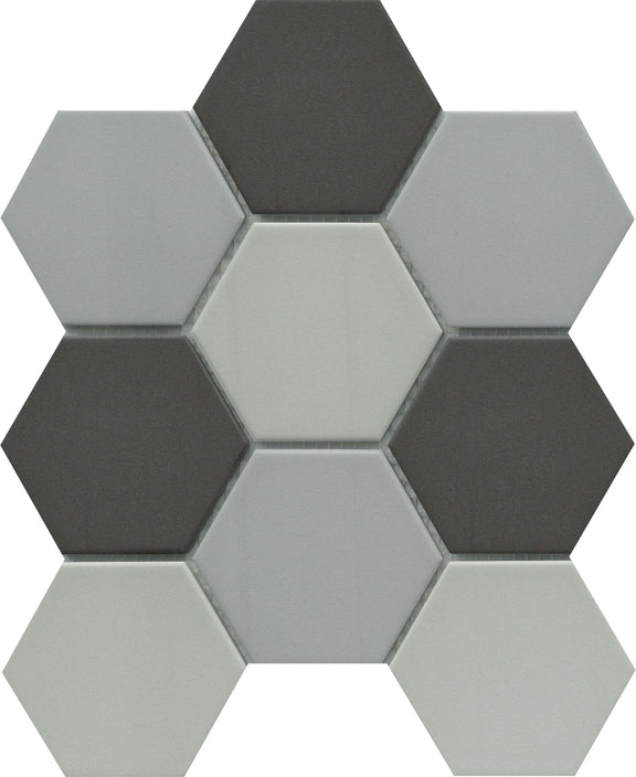 Emser Source 9"x10" Hexagon Mosaic 3" Dark Blend