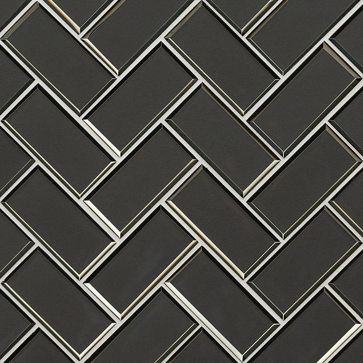 MS International Decorative Mosaic 12" x 12" Herringbone Metallic Gray