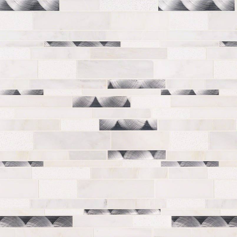 MS International Decorative Mosaic 12" x 12" Interlocking Moderno Blanco