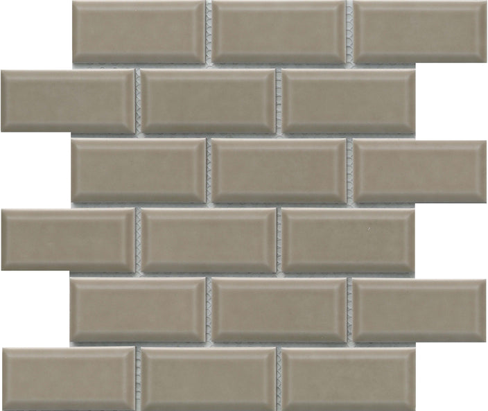 Emser Reward 11"x12" Beveled Off-set Mosaic 2"x4" Polished Taupe