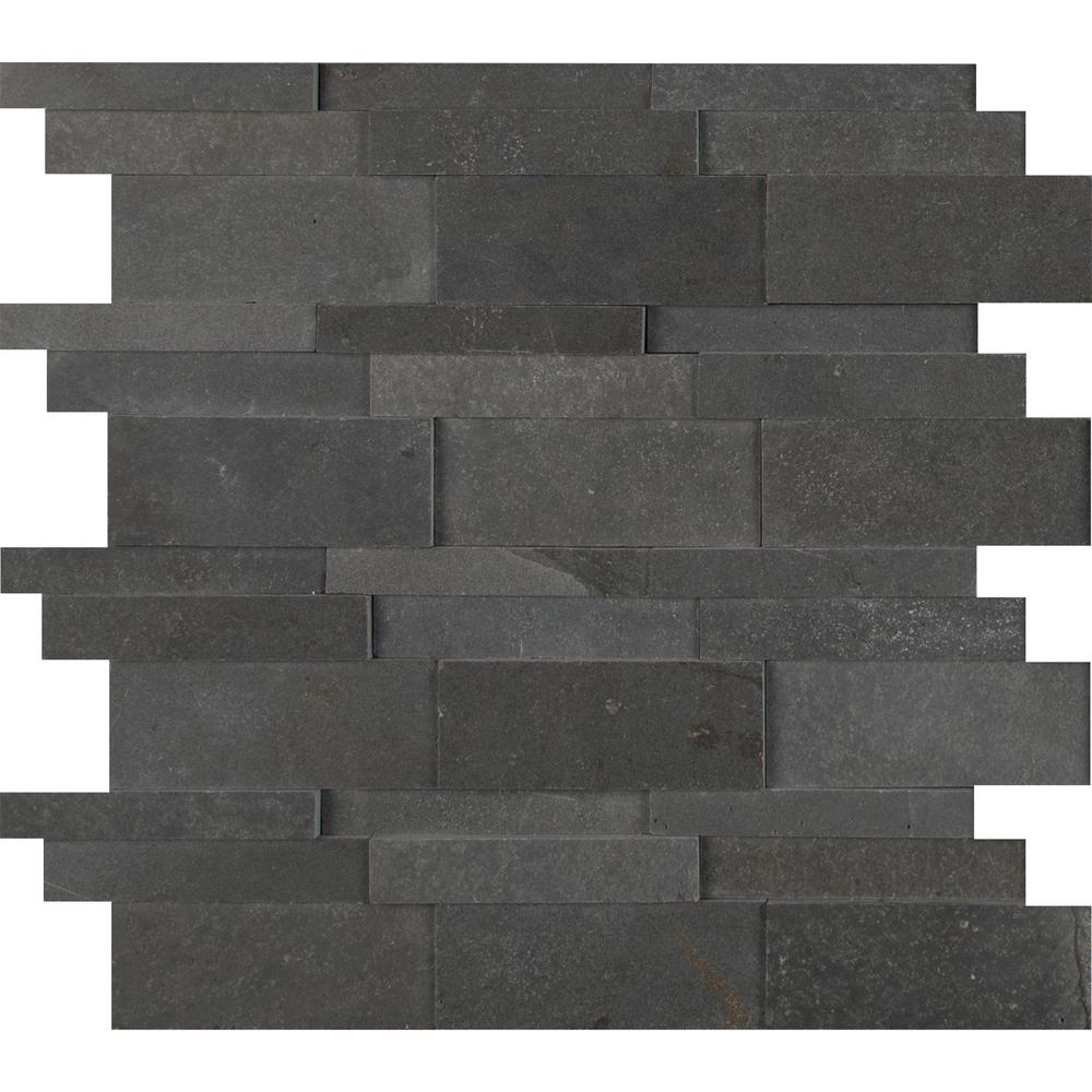 MS International Slate And Quartzite 12" x 12" Interlocking 3D Blue