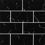 MS International Decorative Mosaic 12" x 12" Subway 3" x 6" Nero Marquina