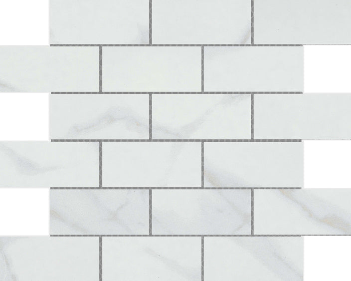 Emser Serendra 12"x12" Off-set Mosaic 2"x4" Polished Luna