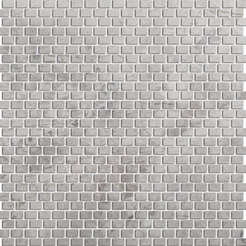 Emser Marble 12" X 12" OFFset Mini Mosaic 1" X 2"  Silver 