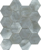 Emser Splash 11"x13" Hexagon Mosaic 3.11"X3.54" Silver