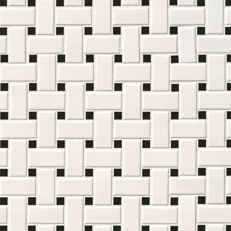 MS International Domino 12" x 12" Basketweave White And Black